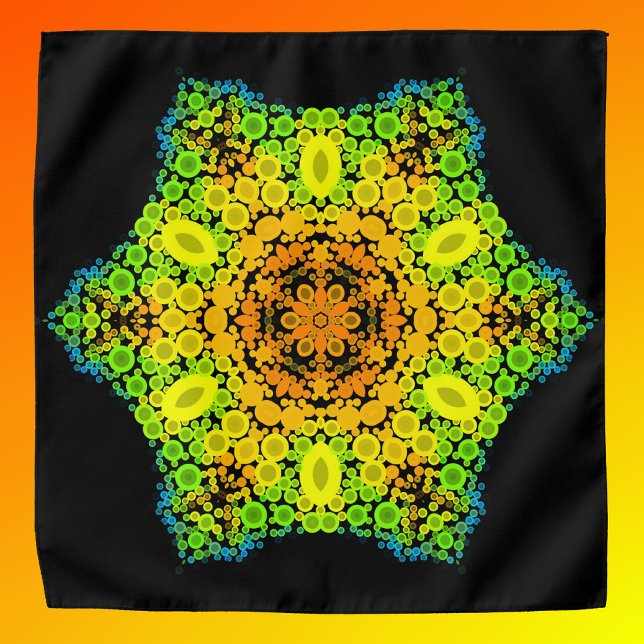 Dot Mandala Flower Orange Yellow Green and Blue Bandana (Creator Uploaded)