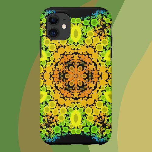 Dot Mandala Flower Orange Yellow Green and Blue iPhone 11 Case