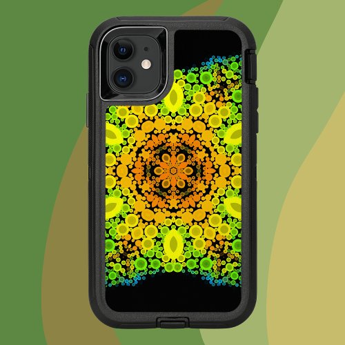 Dot Mandala Flower Orange Yellow Green and Blue OtterBox Defender iPhone 11 Case