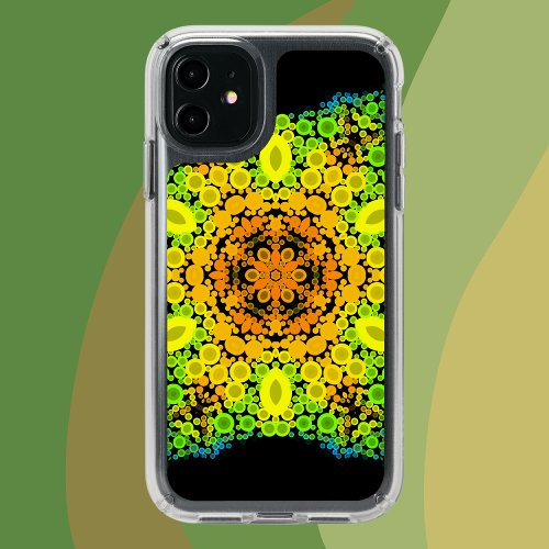 Dot Mandala Flower Orange Yellow Green and Blue Speck iPhone 11 Case