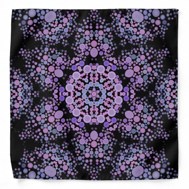 Dot Mandala Flower Pink and Purple Bandana (Front)