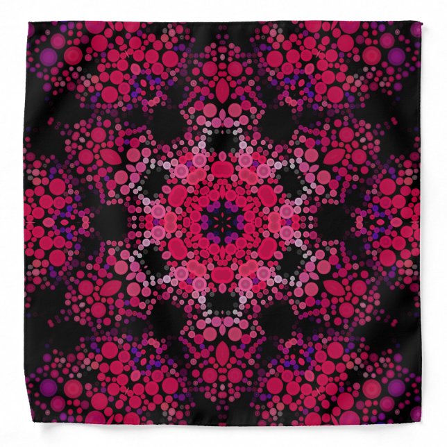 Dot Mandala Flower Pink and Purple Bandana (Front)