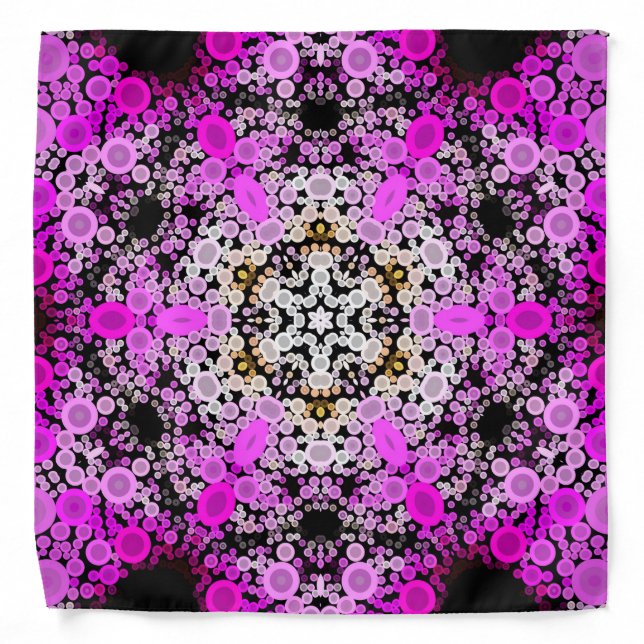 Dot Mandala Flower Pink and White Bandana (Front)
