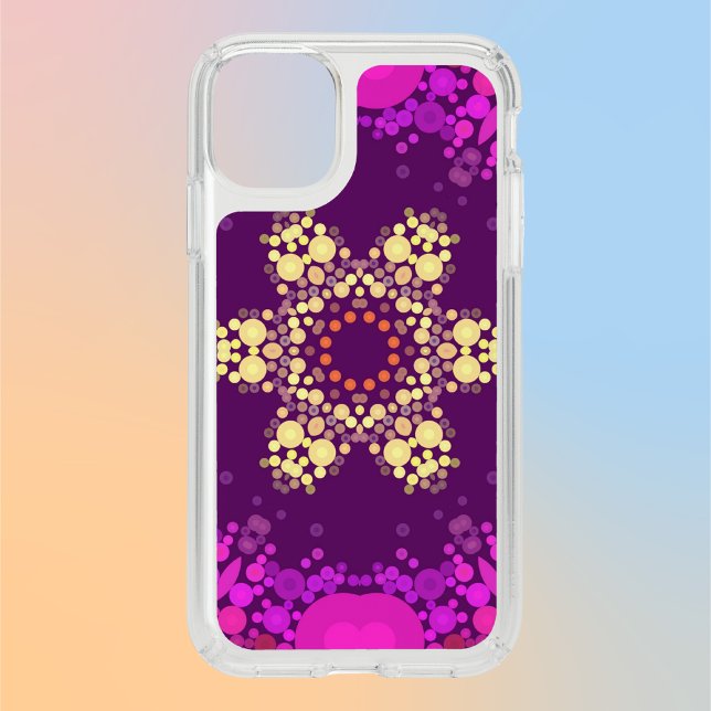 Dot Mandala Flower Pink and Yellow Speck iPhone 11 Case (Creator Uploaded)
