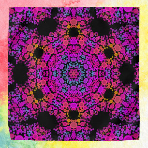 Dot Mandala Flower Pink Blue and Orange Bandana