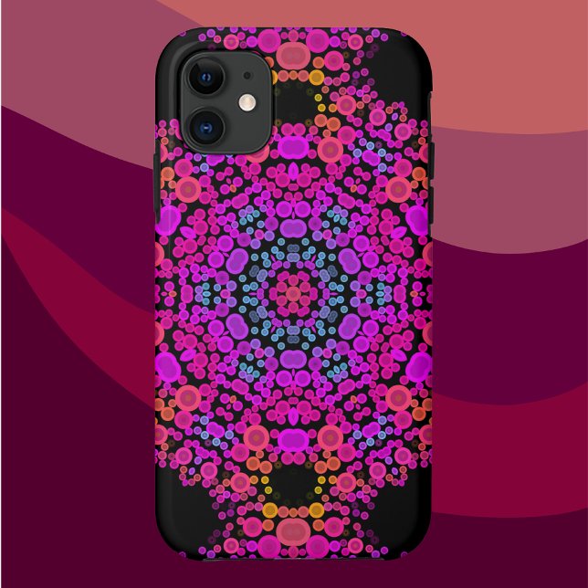Dot Mandala Flower Pink Blue and Orange Case-Mate iPhone Case (Creator Uploaded)