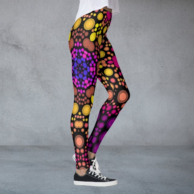 Dot Mandala Flower Purple and Yellow Leggings (Creator Uploaded)