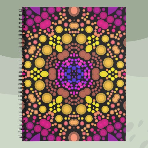 Dot Mandala Flower Purple and Yellow Notebook