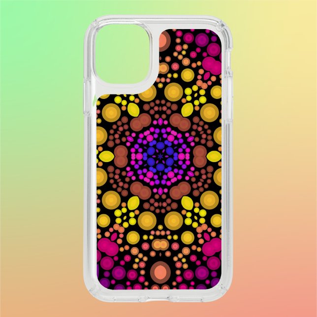 Dot Mandala Flower Purple and Yellow Speck iPhone 11 Case (Creator Uploaded)