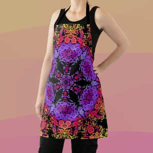 Dot Mandala Flower Purple Orange and Yellow Apron