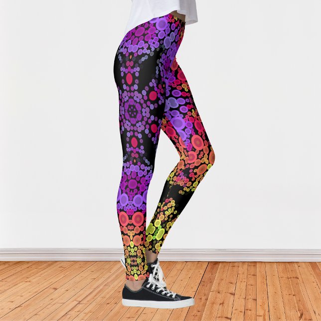 Dot Mandala Flower Purple Orange and Yellow Leggings (Creator Uploaded)