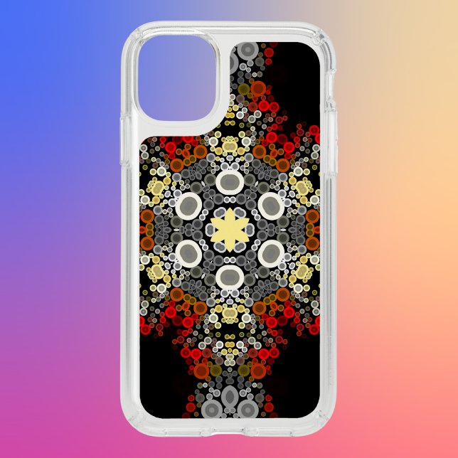 Dot Mandala Flower Red Yellow and Grey Speck iPhone 11 Case (Creator Uploaded)