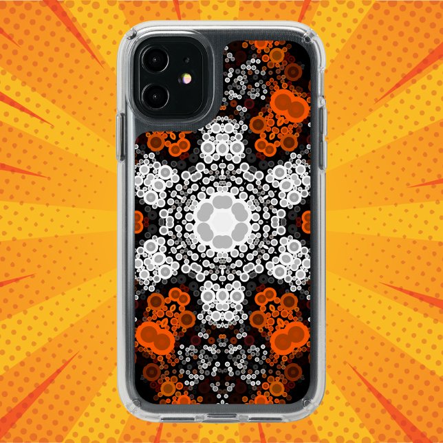 Dot Mandala Flower White Orange and Black Case-Mat Speck iPhone 11 Case (Creator Uploaded)