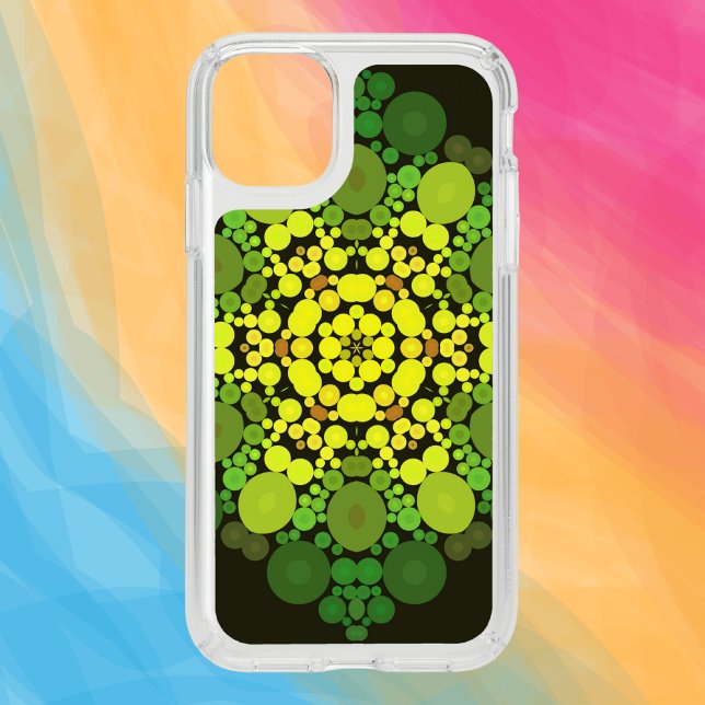Dot Mandala Flower Yellow and Green Speck iPhone 11 Case (Creator Uploaded)