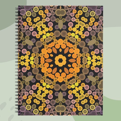 Dot Mandala Flower Yellow and Purple Notebook