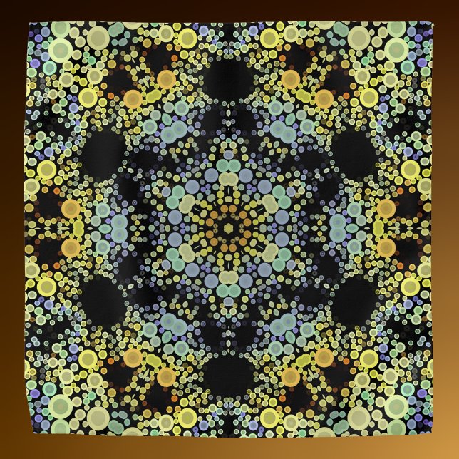 Dot Mandala Flower Yellow Blue and Grey Bandana (Creator Uploaded)