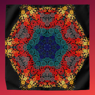 Dot Mandala Flower Yellow Blue and Red Bandana