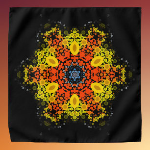 Dot Mandala Flower Yellow Orange and Blue Bandana