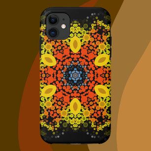 Dot Mandala Flower Yellow Orange and Blue iPhone 11 Case