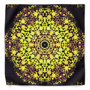Dot Mandala Flower Yellow Purple and Black Bandana