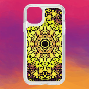 Dot Mandala Flower Yellow Purple and Black Speck iPhone 11 Case