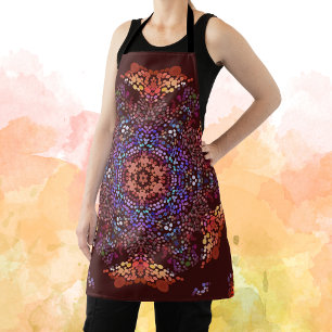 Dot Mandala Orange Blue and Purple Apron