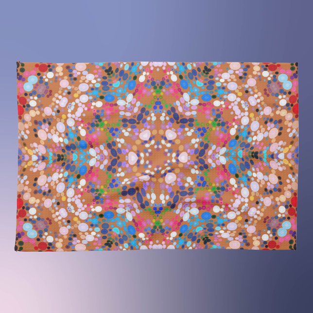 Dot Mandala Orange Blue Pink and White Kitchen Towel (Creator Uploaded)