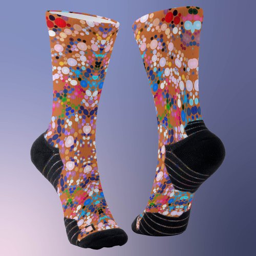 Dot Mandala Orange Blue Pink and White Socks