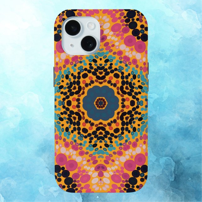 Dot Mandala Pink Blue Black and Yellow Case-Mate iPhone Case (Creator Uploaded)