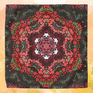 Dot Mandala Red Green and White Bandana