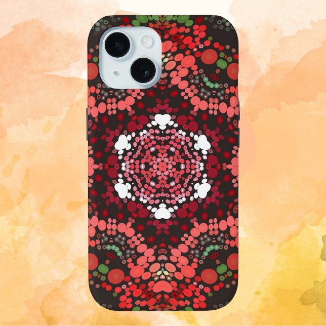 Dot Mandala Red Green and White Case-Mate iPhone Case (Creator Uploaded)