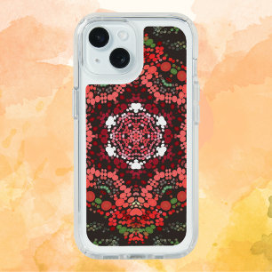 Dot Mandala Red Green and White iPhone 15 Case