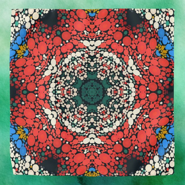 Dot Mandala Red White Blue and Green Bandana (Creator Uploaded)