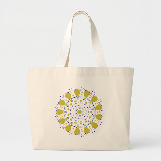 Dot Mandala with Hearts and Leaves  Large Tote Bag (Front)