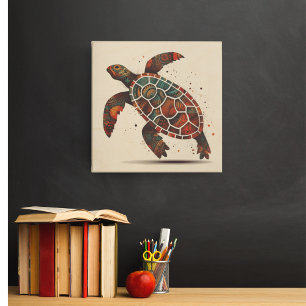 Dot Mosaic Turtle Wood Wall Art