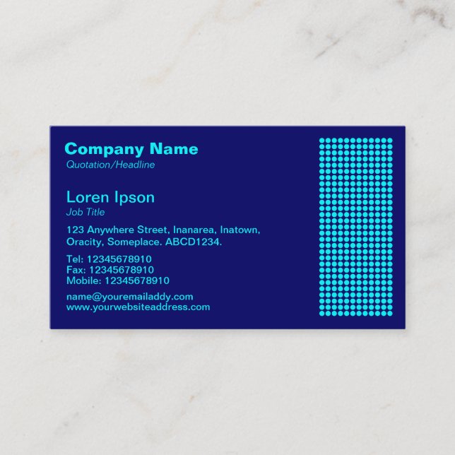 Dot Motif - Cyan on Navy Business Card (Front)