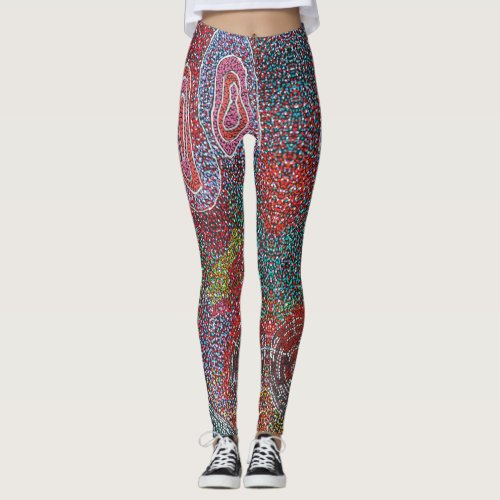 Dot Painting by Australian Aboriginal Artists Leggings