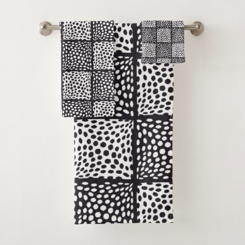 Dot Pattern Black and White Bath Towel Set