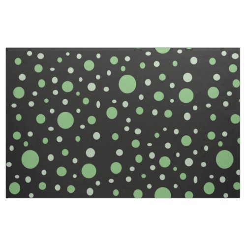 Dot Pattern Green and Gray Circles on Black Fabric