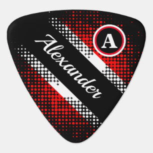 Dot Pattern Trinidad and Tobago Flag with Monogram Guitar Pick