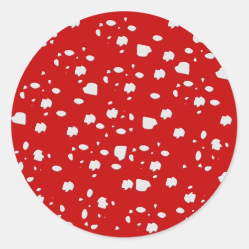 dot pattern with red toadstool mushroom classic round sticker