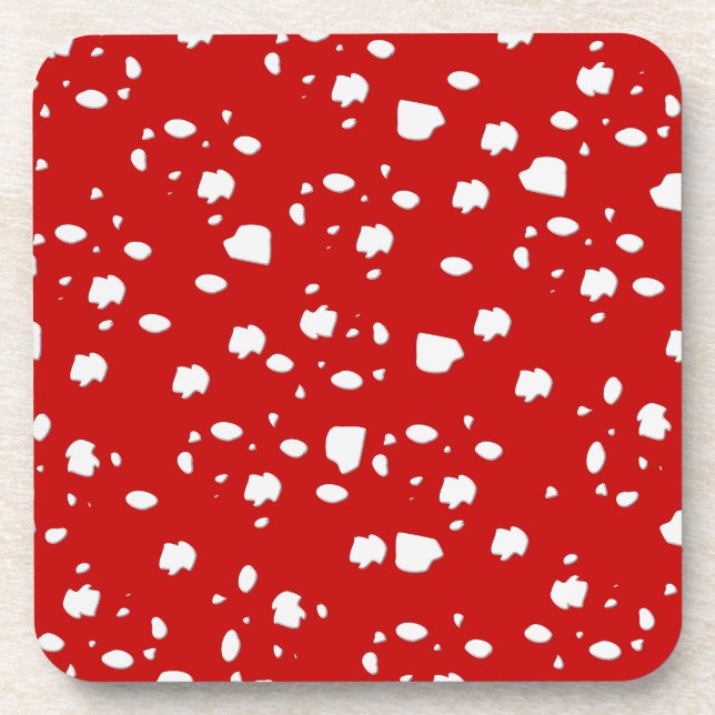 dot pattern with red toadstool mushroom coaster (Front)