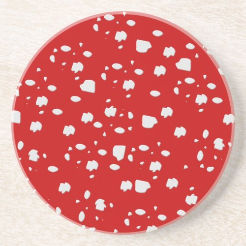 dot pattern with red toadstool mushroom drink coaster