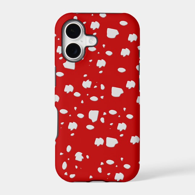 dot pattern with red toadstool mushroom iphone case (Back)