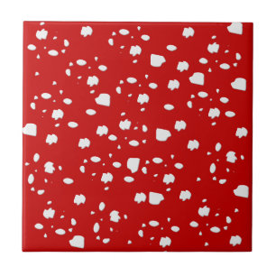 dot pattern with red toadstool mushroom tile