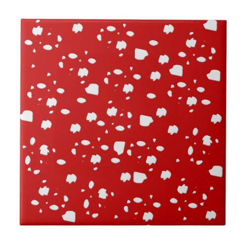 dot pattern with red toadstool mushroom tile