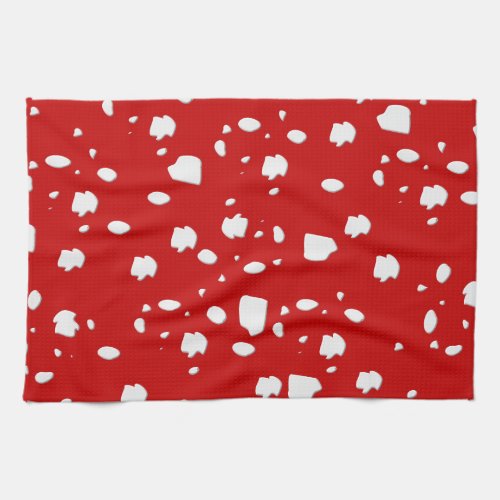 dot pattern with red toadstool mushroom towel