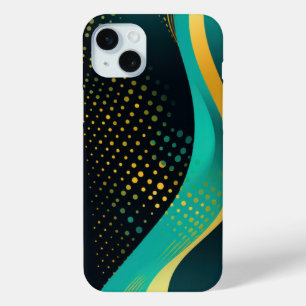 Dot patterns in wavy lines on black iPhone 15 plus case
