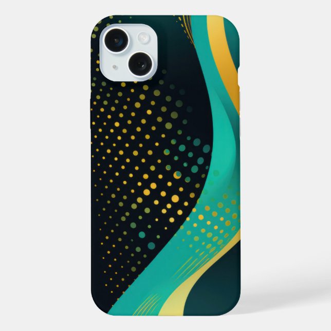 Dot patterns in wavy lines on black iphone case (Back)