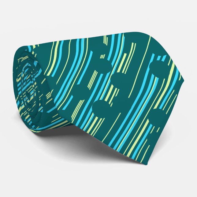 Dot Racer Polka Dot Striped Teal Two-sided Neck Tie (Rolled)